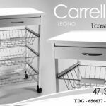 CARRELLO CUCINA BIANCO MODERNO LEGNO 3 CASSETTI PORTA FRUTTA RUOTE h76*47*37cm