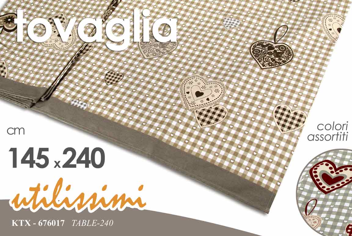 8025569676017 Tovaglia rettangolare cuori quadretti cucina stile country tessuto ass 240x145 - immagine 1
