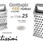 GRATTUGIA 4 LATI VERTICALE MANUALE FORMAGGIO VERDURE INOX PIRAMIDE MULTIUSO 25cm