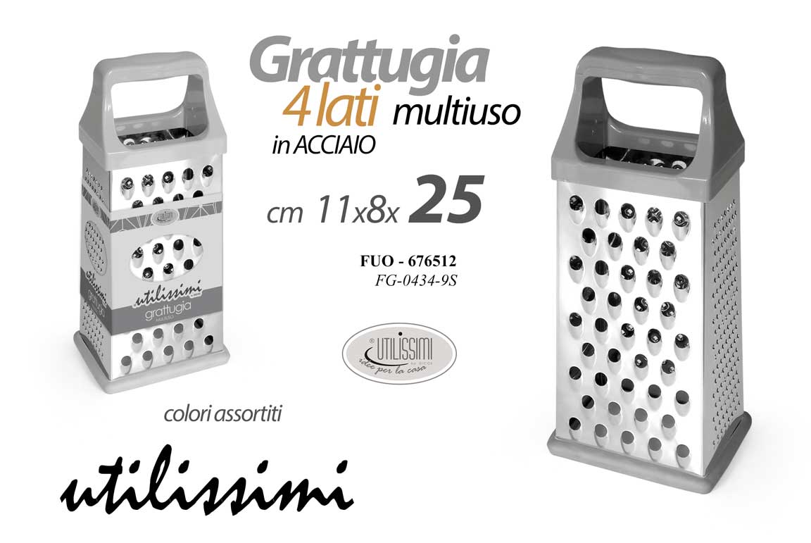 8025569676512 GRATTUGIA 4 LATI VERTICALE MANUALE FORMAGGIO VERDURE INOX PIRAMIDE MULTIUSO 25cm - immagine 1