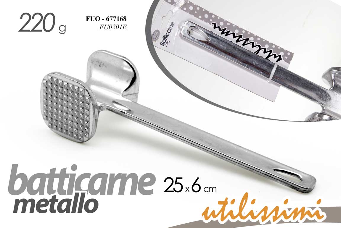 8025569677168 Batticarne Martello Doppia Testa Carne Pesce Mazzetta Mazzuola Rompinervi 25*6 - immagine 1