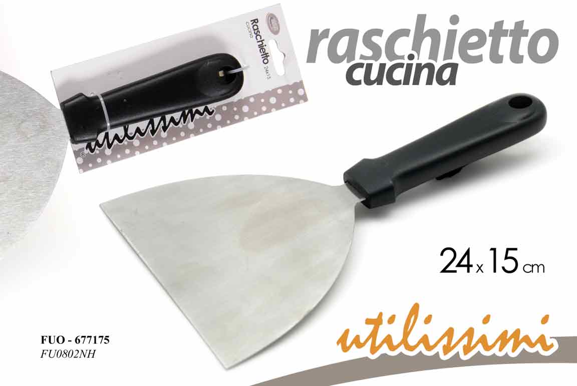8025569677175 Raschietto CHEF Spatola Taglia Impasto Pasta Dolci Cucina Acciaio Inox 24*15 - immagine 1