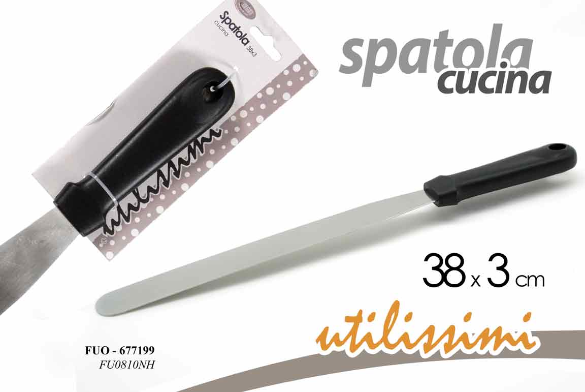 8025569677199 SPATOLA CUCINA ACCIAIO Paletta Decorazioni Dolci Torte Cake Pasticceria 38*3 CM - immagine 1