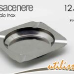 POSACENERE ACCIAIO INOX ROBUSTO QUADRATO ESTERNO BAR CASA UFFICIO MODERNO 12 CM