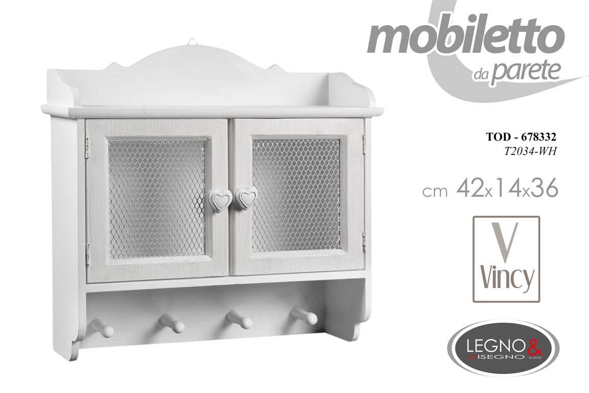 8025569678332 MOBILE PENSILE ANTE CUORE CREDENZA VETRINETTA VETRINA APPENDINO LEGNO 36*42*14 - immagine 1