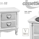 COMODINO 2 CASSETTI SHABBY CHIC MODERNO LEGNO DECAPE BIANCO ROSE CUORE 52*43*30