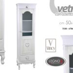 VETRINA COLONNA MOBILE LEGNO BIANCO SHABBY CHIC ANTA CASSETTO CUORE 181*50*34 cm