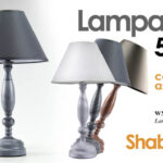 LUMETTO SHABBY CHIC LAMPADA TAVOLO COMODINO Abat Jour BASE LEGNO 50 CM