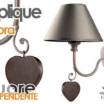 APPLIQUE LAMPADA PARETE CUORE CUORI MURO 1 LUCE BRACCIO METALLO TORTORA 33*20 cm