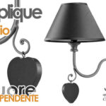 APPLIQUE 1 LUCE CUORE PENDENTE CLASSICO MODERNO GRIGIO PARETE MURO h33*20 CM