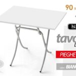 TAVOLO TAVOLINO RETTANGOLARE PIEGHEVOLE STRUTTURA METALLO TOP LEGNO h77*90*60 CM