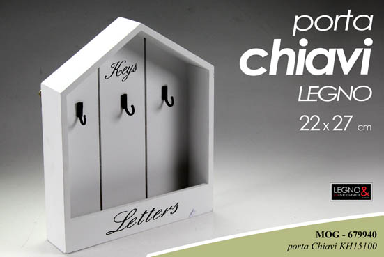 8025569679940 Portachiavi portalettere parete scrivania legno bacheca appendino ingresso 27x22 - immagine 1