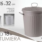 Pattumiera cestino secchio immondizia vintage metallo latta retrò ass 32 cm