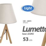 LAMPADA LUMETTO ABAT JOUR TAVOLO COMODINO SCRIVANIA BASE LEGNO TREPIEDE 53 CM