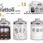 Tris 3 PZ Barattoli 15 CM Contenitore 550 ML Barattolo Vetro Sale Zucchero Caffè
