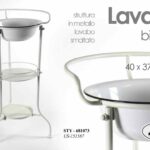 LAVABO PIANTANA DA TERRA BIANCO SMALTATO METALLO BIANCO VINTAGE RETRò 81*40*37