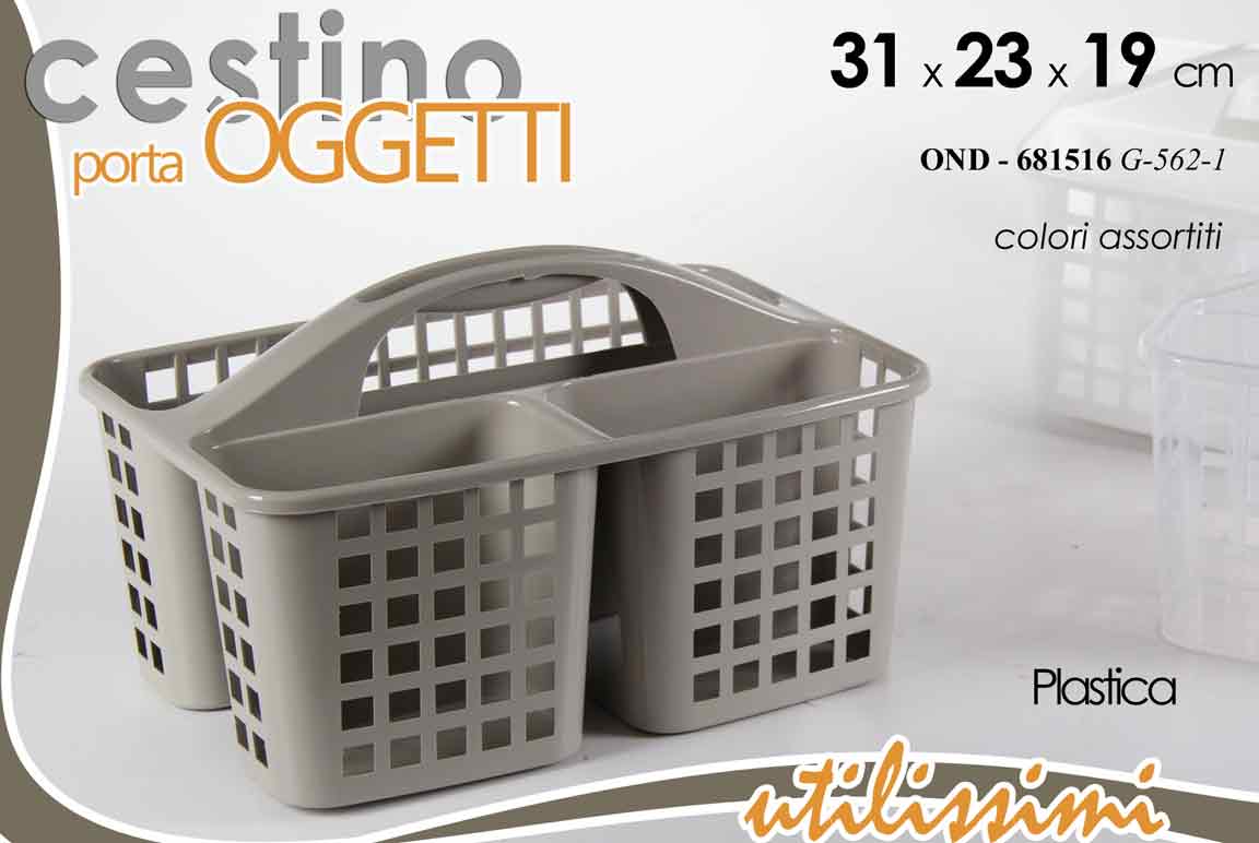 8025569681516 CESTINO PORTA OGGETTI CUCINA BAGNO CESTA CONTENITORE TRAFORATO MANICO 31*23*19CM - immagine 1