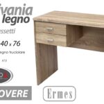 SCRIVANIA MODERNA 2 CASSETTI ROVERE SBIANCATO Porta Computer PC h76*80*40 CM