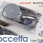 Doccetta 5 funzioni tubo flessibile soffione bagno Soffione cromo ass 11 cm