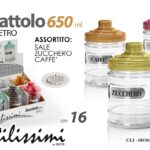 Barattolo sale zucchero caffè vetro cucina contenitore trasparente assort 16 cm