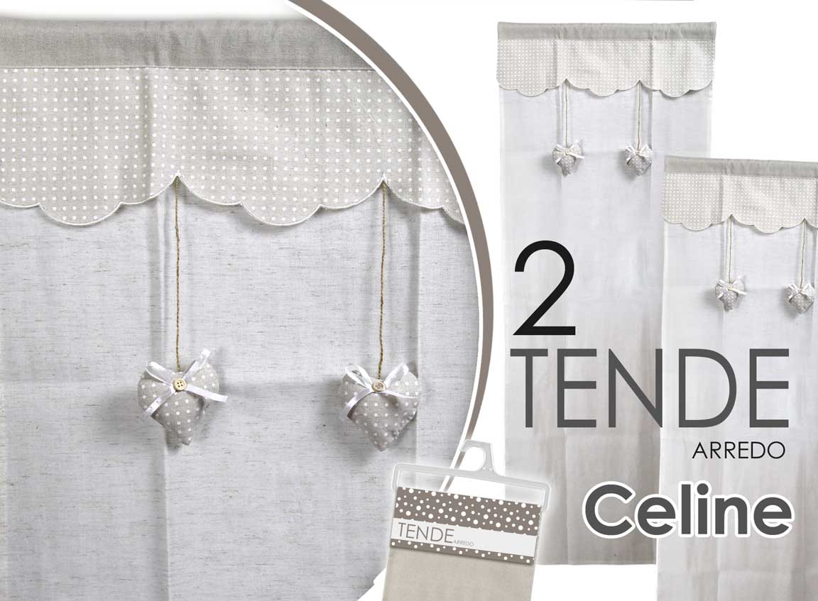 8025569682384 2 Tende Tenda Finestra Porta Interno Coppia Shabby Chic CELINE CUORI 60*150 cm - immagine 1