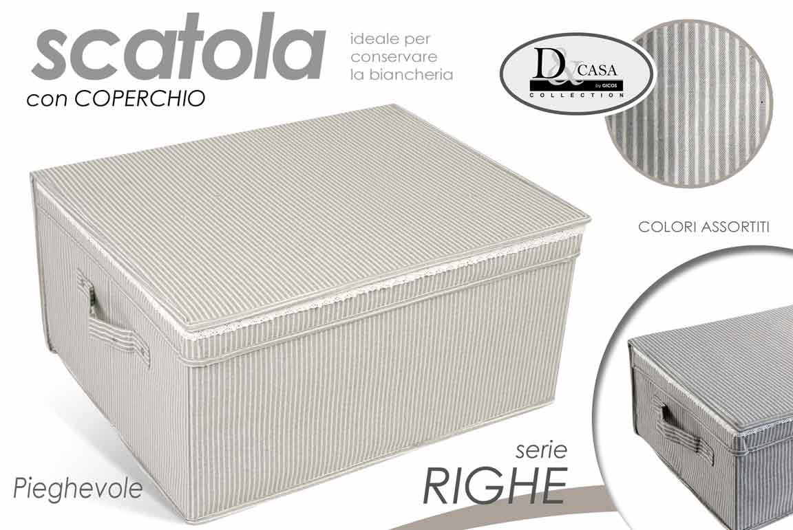 8025569683237 SCATOLA CONTENITORE PORTA BIANCHERIA ORGANIZER BOX SALVASPAZIO ARMADIO 60*50*30 - immagine 1