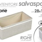 SCATOLA ORGANIZER CONTENITORE ARMADIO CASSETTI ACCESSORI COTONE RIGHE 28*14*11cm