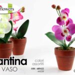 PIANTA ORCHIDEA PIANTINA FINTA CON VASO FIORI FINTI ARTIFICIALE FIORE COL 17 CM