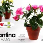 PIANTA ROSA ROSE PIANTINA FINTA CON VASO FIORI FINTI ARTIFICIALE FIORE 17 CM