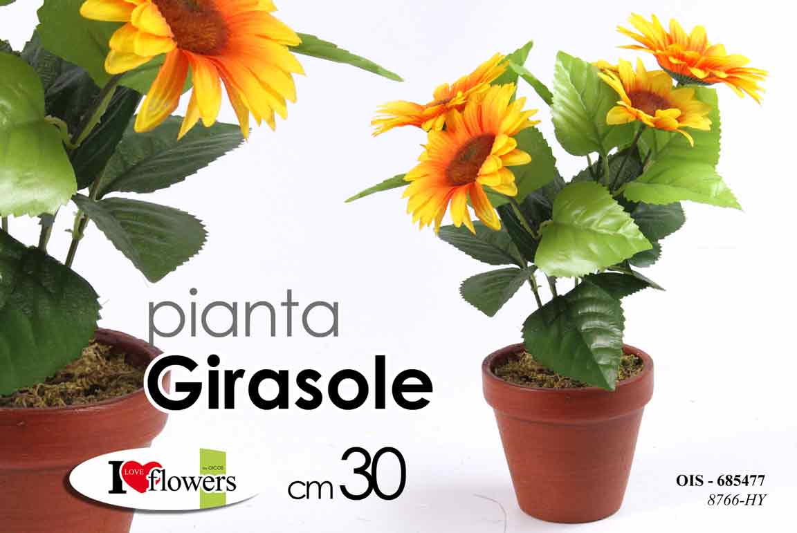 8025569685477 PIANTA GIRASOLE 30 cm CON VASO PIANTINA FINTA ARTIFICIALE FIORI FIORE GIRASOLI - immagine 1