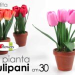 PIANTA TULIPANI 30 cm PIANTINA FINTA ARTIFICIALE FIORI FIORE TULIPANO CON VASO