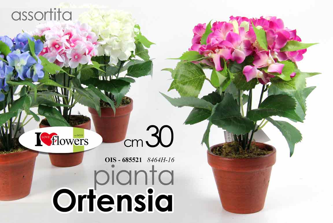8025569685521 PIANTA ORTENSIA PIANTINA FIORI ARTIFICIALE FINTA EVENTI CASA VASO CER ASSOR 30cm - immagine 1