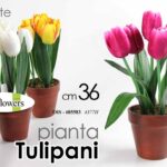 PIANTA TULIPANO 36 cm ARTIFICIALE CON VASO PIANTINA TULIPANI FINTA FIORI FIORE