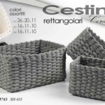Set 3 cestini rettangolari corda intrecciata organizer cassetti bagno ass 26x20