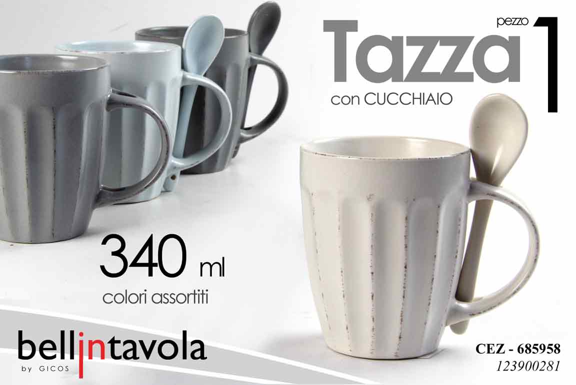 8025569685958 Tazza mug the latte tisana + cucchiaino ceramica anticata vintage ass 340 ml - immagine 1