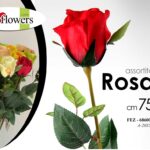 ROSA CON STELO 75 CM FIORE DECORATIVO ARTIFICIALE PER FASCIO MAZZOLINO COLOR ASS