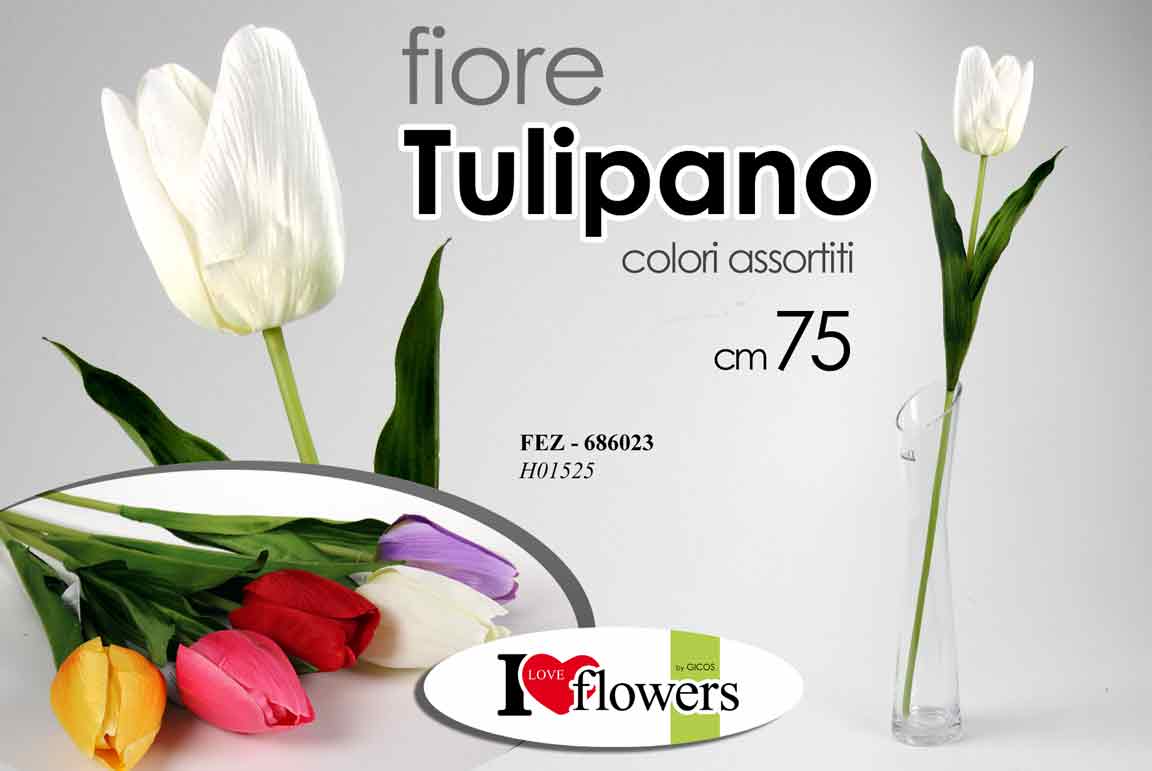 8025569686023 TULIPANO 75 CM FIORE DECORATIVO ARTIFICIALE TULIPANI CON STELO COLORI ASSORTITI - immagine 1
