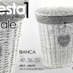 CESTA 55 cm VIMINI OVALE Shabby Chic BAGNO SALOTTO CUCINA PORTA OGGETTI CUORI