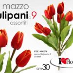 BOUQUET TULIPANI MAZZO A 9 DA 30 CM MAZZOLINO FIORI FINTI ARTIFICIALE STELO