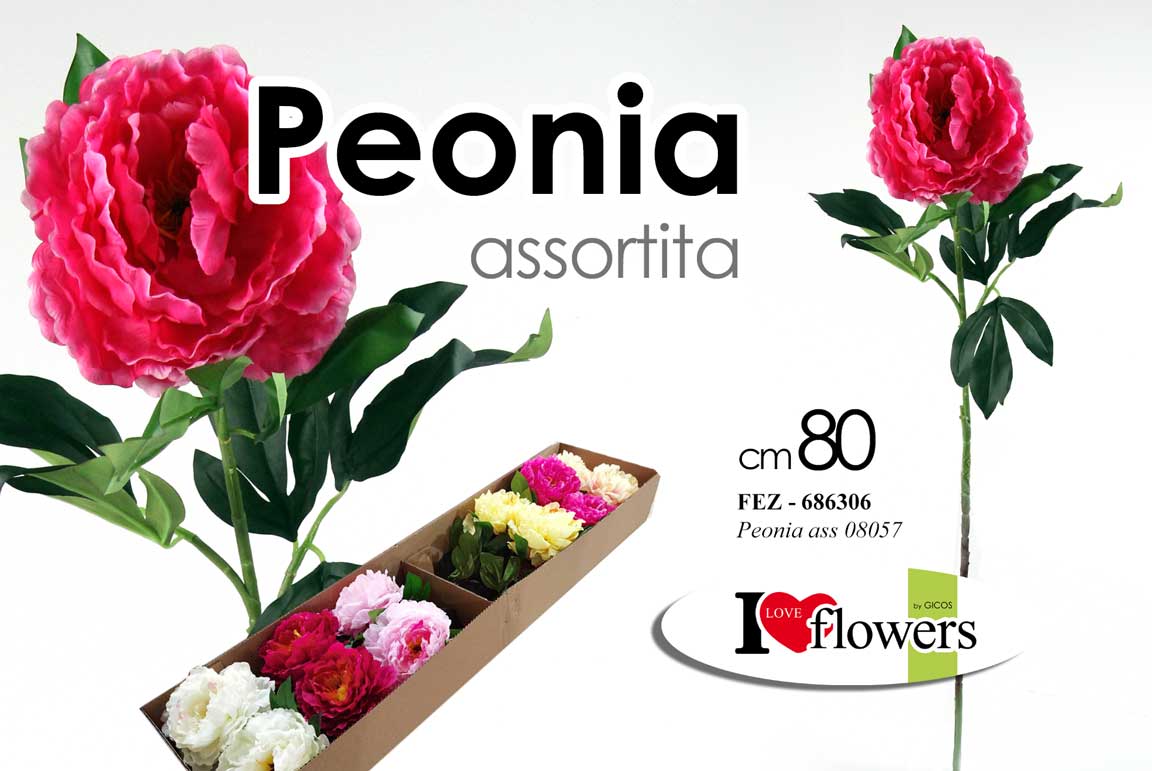8025569686306 PEONIA CON STELO 80 CM FIORE DECORATIVO ARTIFICIALE PER FASCIO MAZZO ROSE COLOR - immagine 1