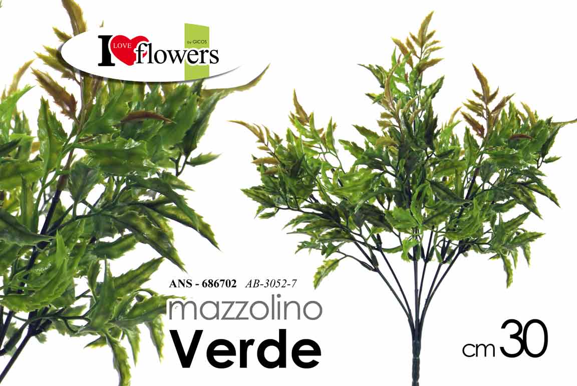 8025569686702 MAZZETTO VERDE ARTIFICIALE MAZZO FINTO RAMO DECORAZIONE CASA EVENTI PLAST 30 cm - immagine 1