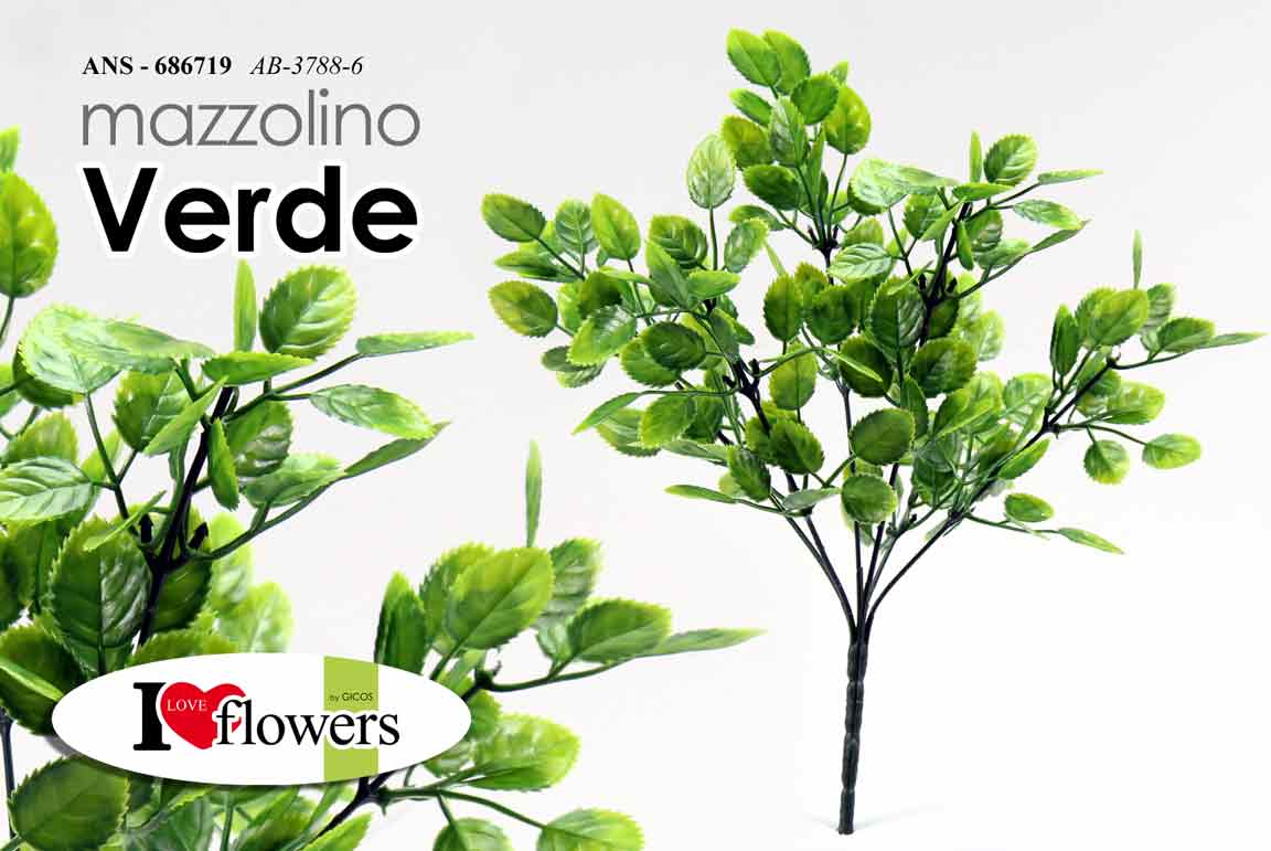 8025569686719 MAZZOLINO VERDE 25 CM MAZZO ARTIFICIALE STELO RAMOSCELLO RAMO PIANTA DECORATIVO - immagine 1