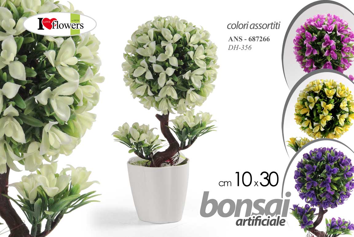 8025569687266 ALBERO BONSAI PIANTA ARTIFICIALE FINTA CON VASO EVENTI CASA ASSOR PLAST 30*10cm - immagine 1