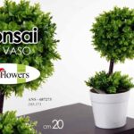 BONSAI PIANTA PIANTINA FINTA ARTIFICIALE CON VASO BIANCO FIORI FIORE 20 cm