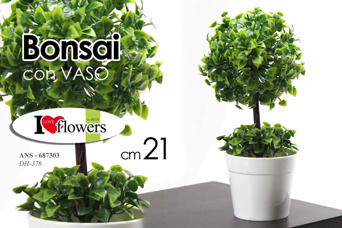 8025569687303 ALBERO BONSAI PIANTA ARTIFICIALE FINTA CON VASO EVENTI CASA VERDE PLAST 21 cm - immagine 1