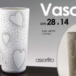VASO FIORI CUORE PORTAFIORI CERAMICA SHABBY CHIC DESIGN BIANCO GRIGIO ASS 28 CM