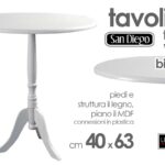 TAVOLO TAVOLINO 63*40 cm LEGNO TONDO BIANCO SALOTTO MODERNO CLASSICO SHABBY CHIC