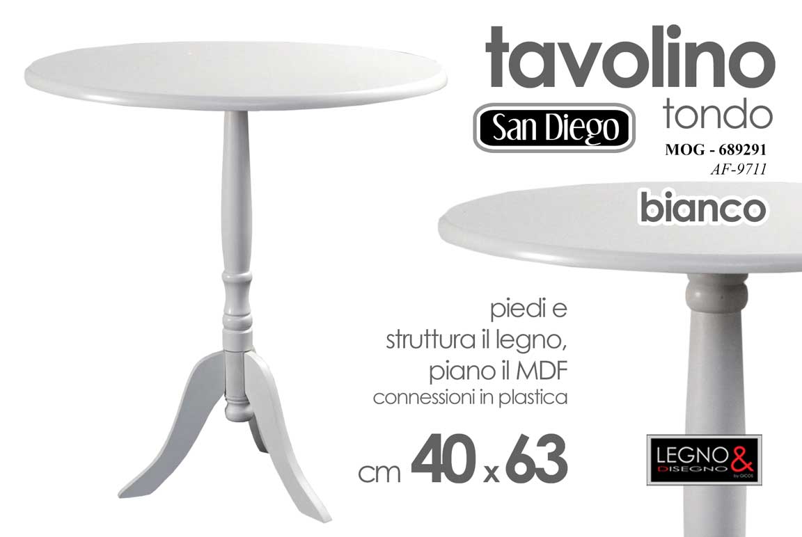 8025569689291 TAVOLO TAVOLINO 63*40 cm LEGNO TONDO BIANCO SALOTTO MODERNO CLASSICO SHABBY CHIC - immagine 1