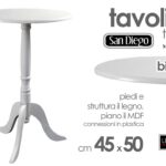 TAVOLO TAVOLINO 50*45 cm LEGNO TONDO BIANCO SALOTTO MODERNO CLASSICO SHABBY CHIC