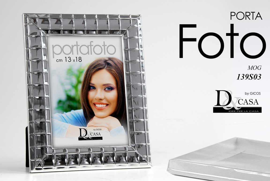8025569689772 CORNICE PORTAFOTO DA TAVOLO MODERNA CLASSICA COL SILVER ARGENTO RILIEVO Q 13*18 - immagine 1